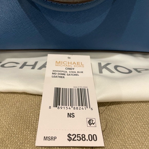 Michael Kors Steel Blue Satchel Leather Bag - Picture 11 of 11